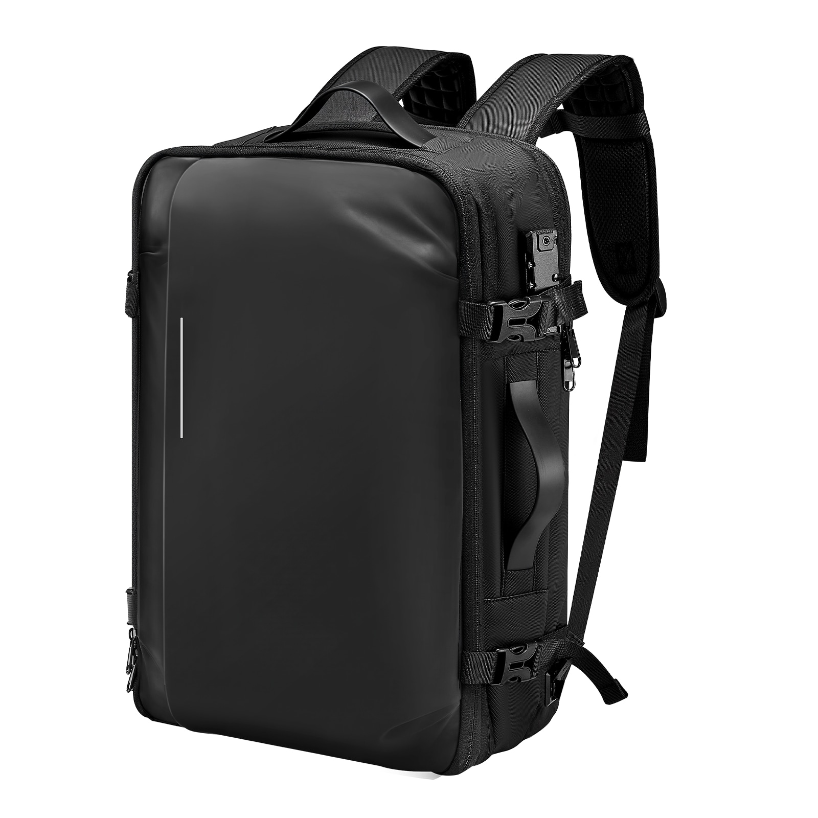Vacuum Travel Backpack With Tsa Lock Expandable Carry On Bag Black_voghion.com